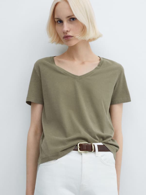 V-neck cotton T-shirt