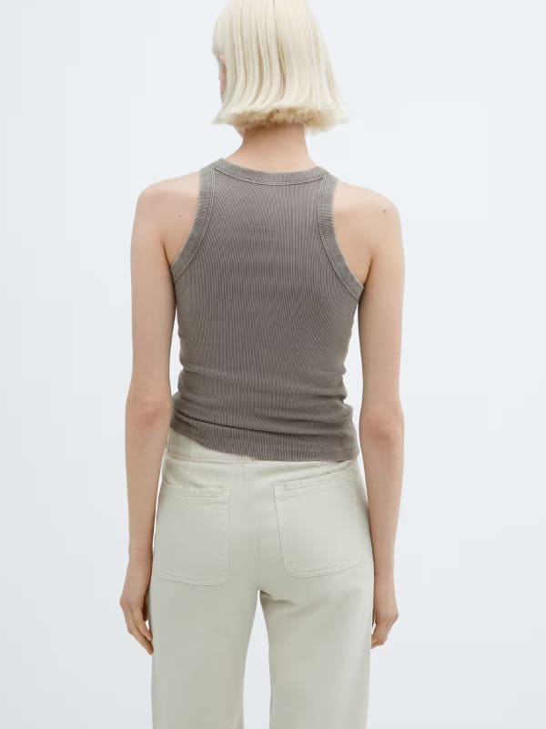 Ribbed cotton-blend top